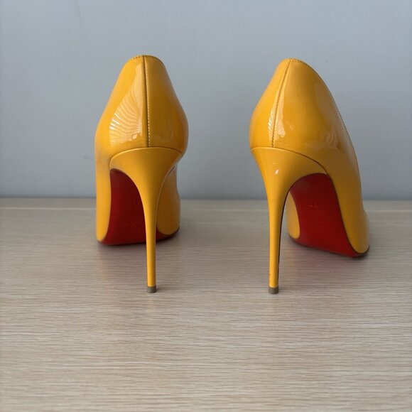 Christian Louboutin Pigalle Follies 100 Yellow Patent Leather Pumps - Picture 6 of 9